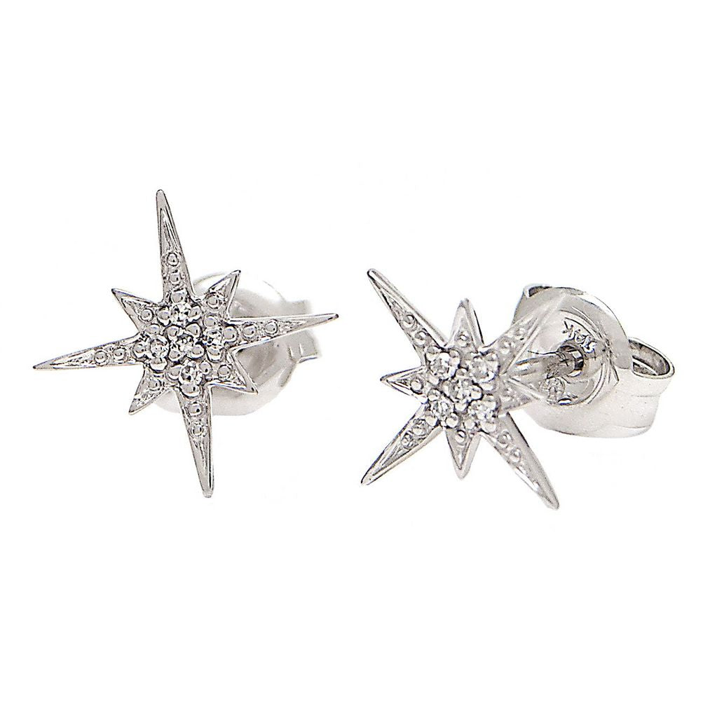 14K Micro Pave Diamond Destellos Earring (Star burst)