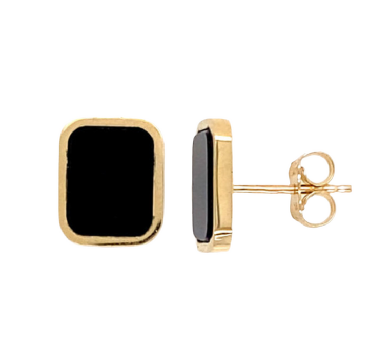 14K Onyx Square Earrings