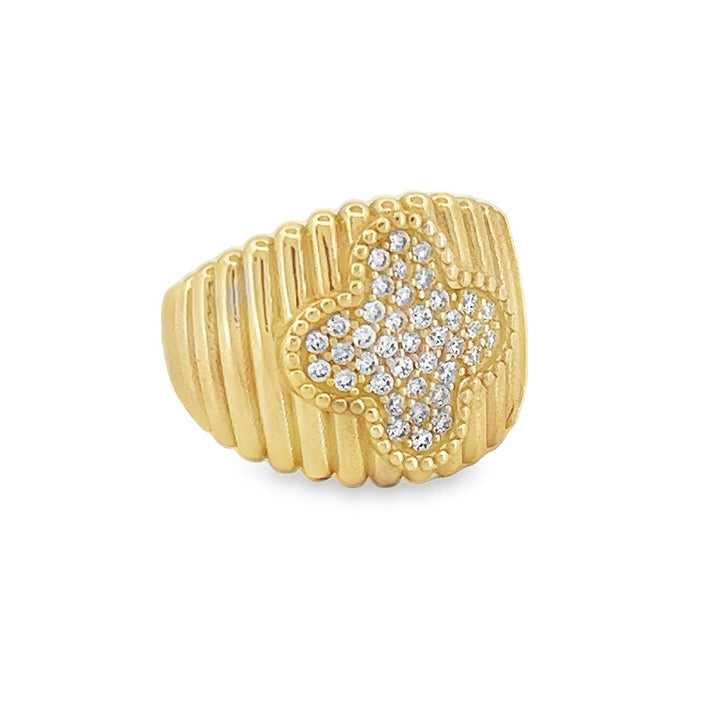 14K Flower Cz Ring