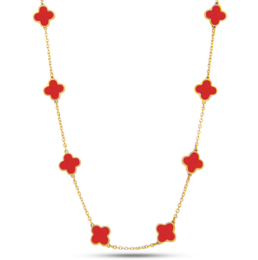 14k Gold Coral Necklace (9 Trebol)