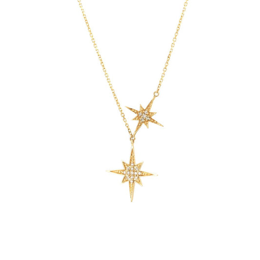 14K Micro Pave Diamond Destellos Necklace (Star Burst)