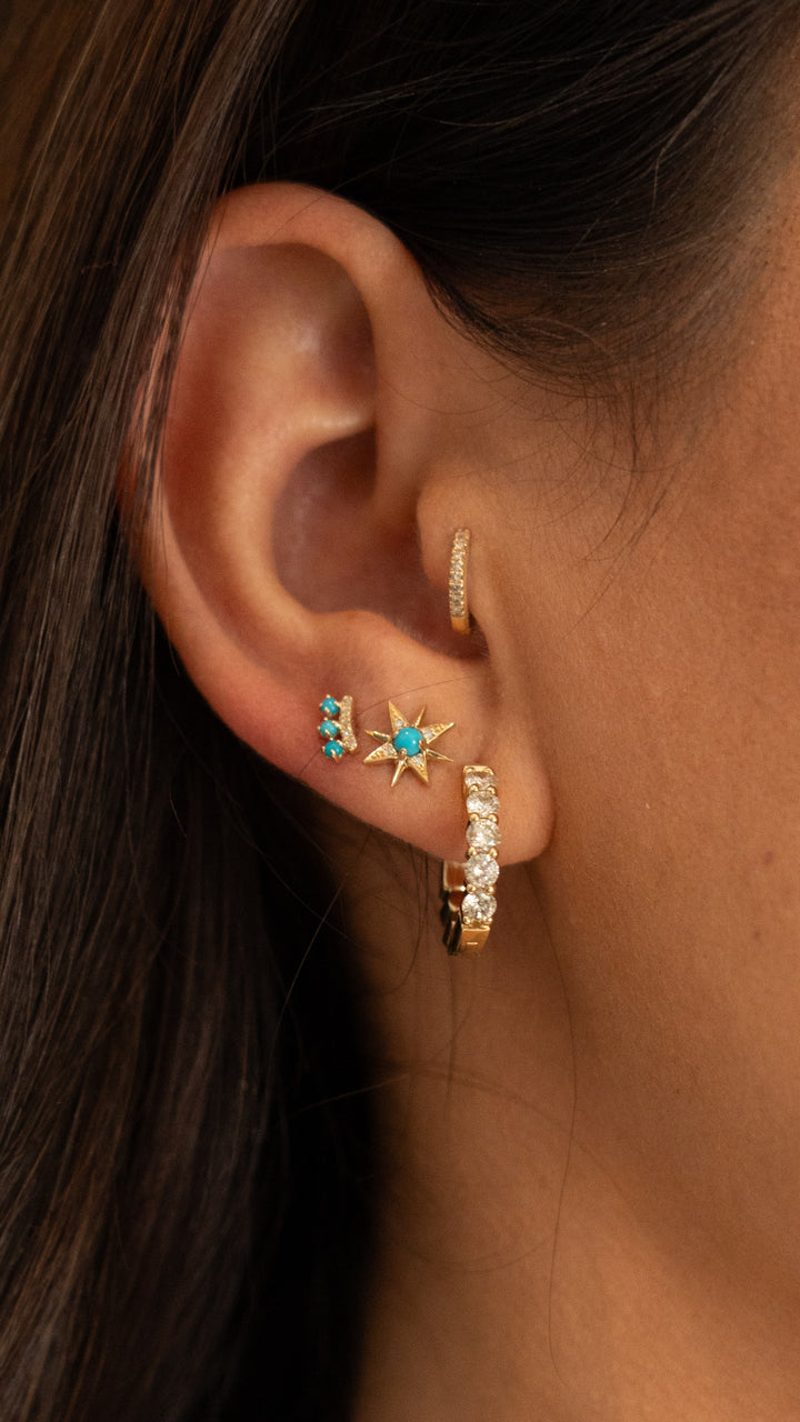 14K Diamond & Turquesa Earring