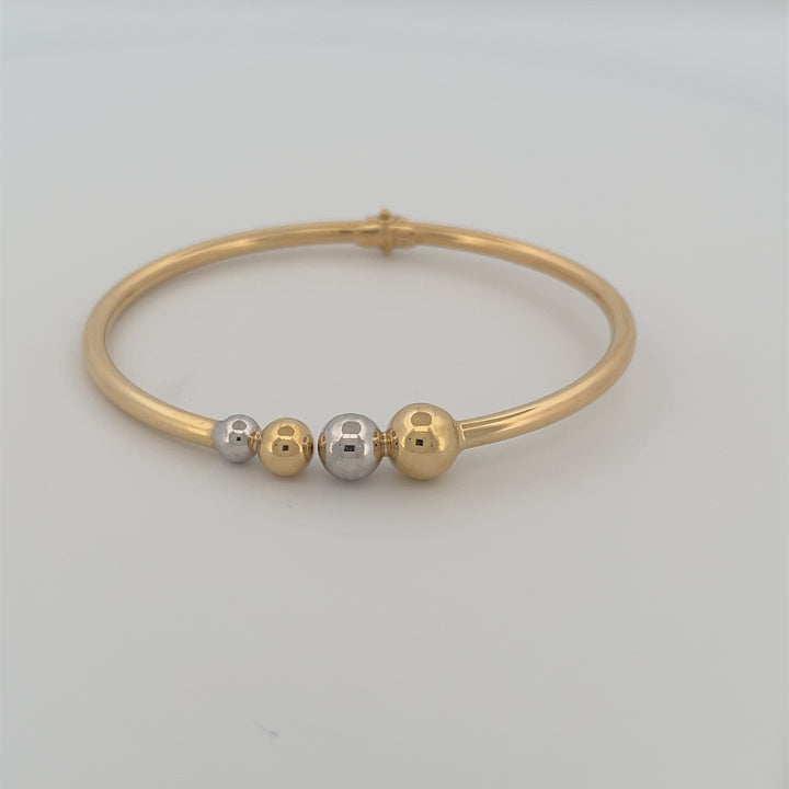 14K Gold Ball Bangle two tones