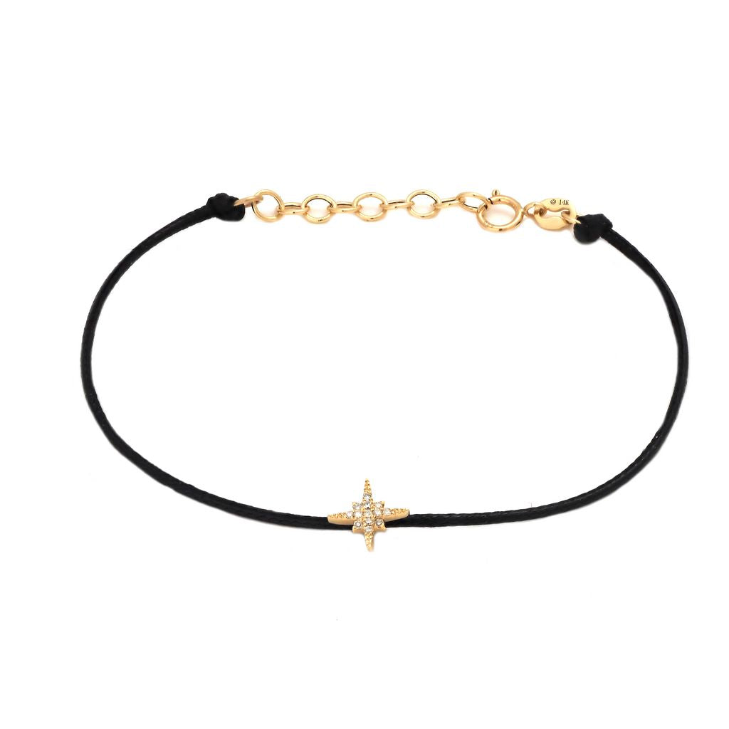 Yellow Gold Destello Star micro Pave Diamond cordon Bracelet