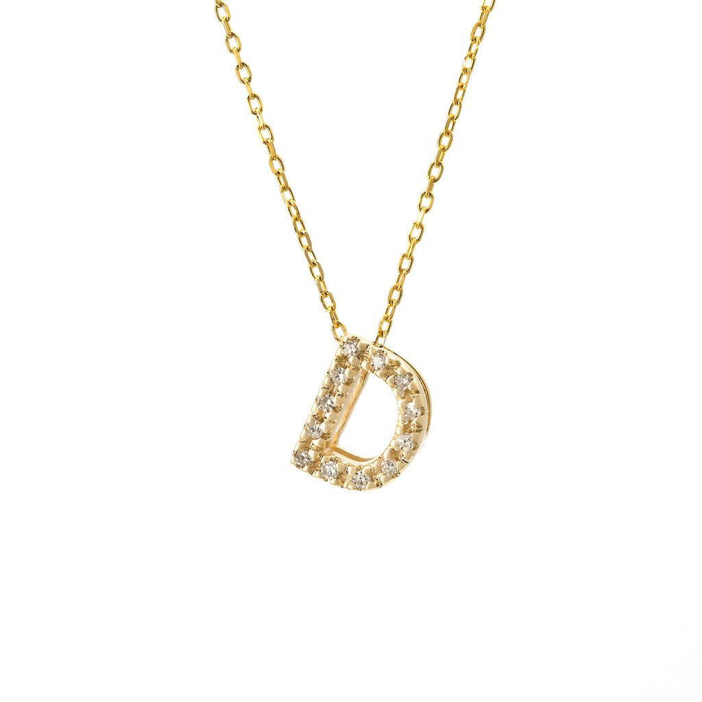 Micro Pave Diamond 0.07ct  7mm Initial Letters Necklace