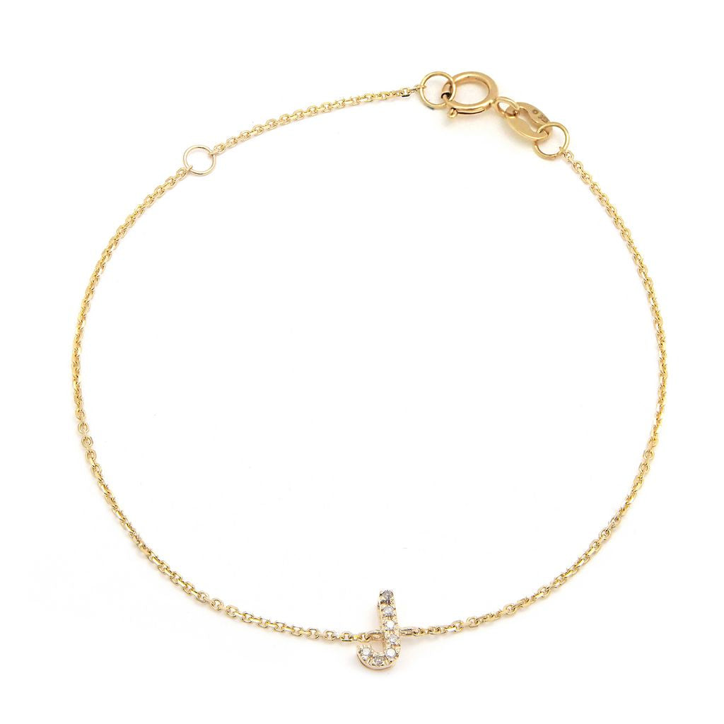 14K Initial Single Prong Diamond Bracelet