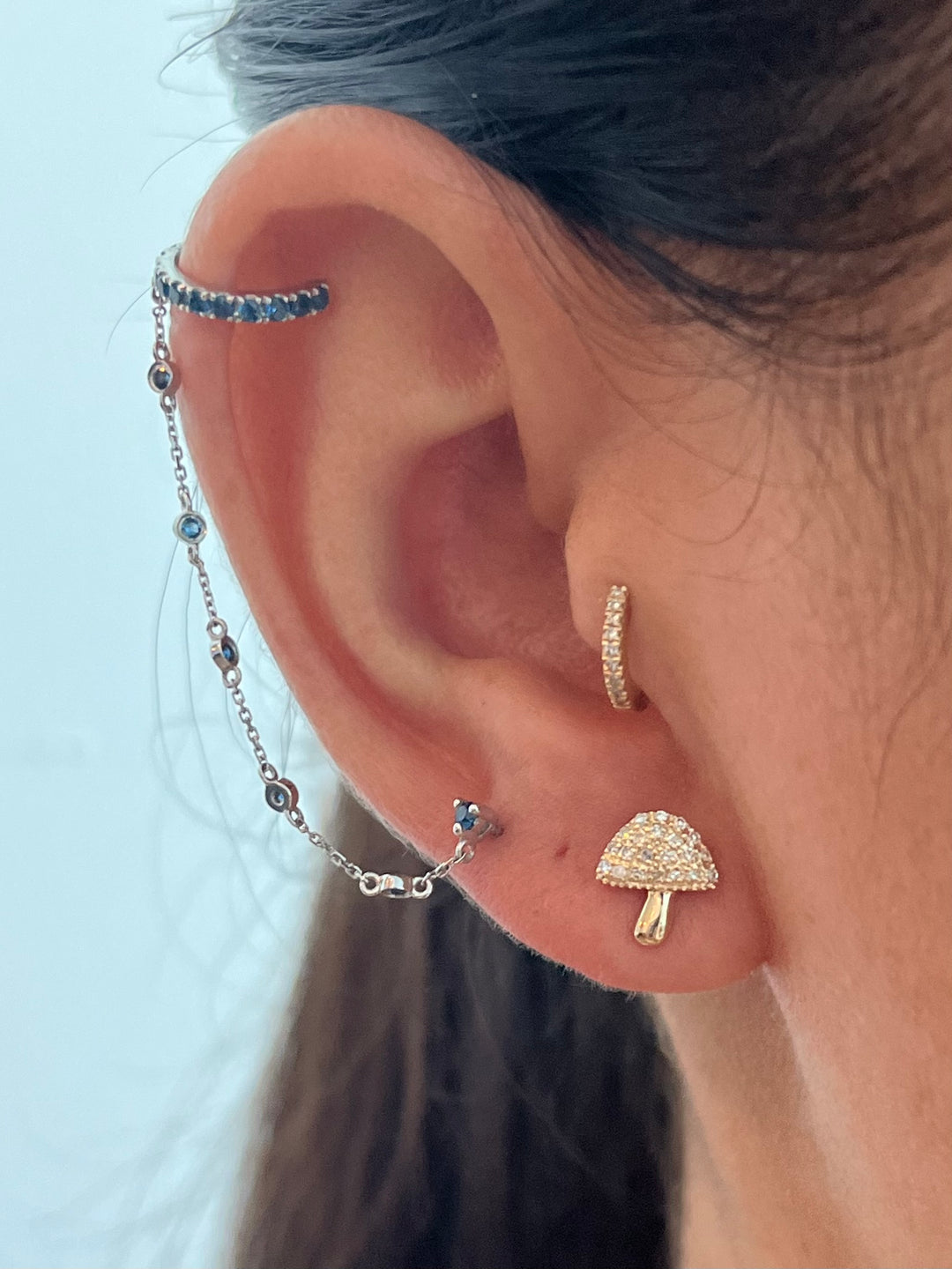 14K mushrooms Pave Diamond Earrings