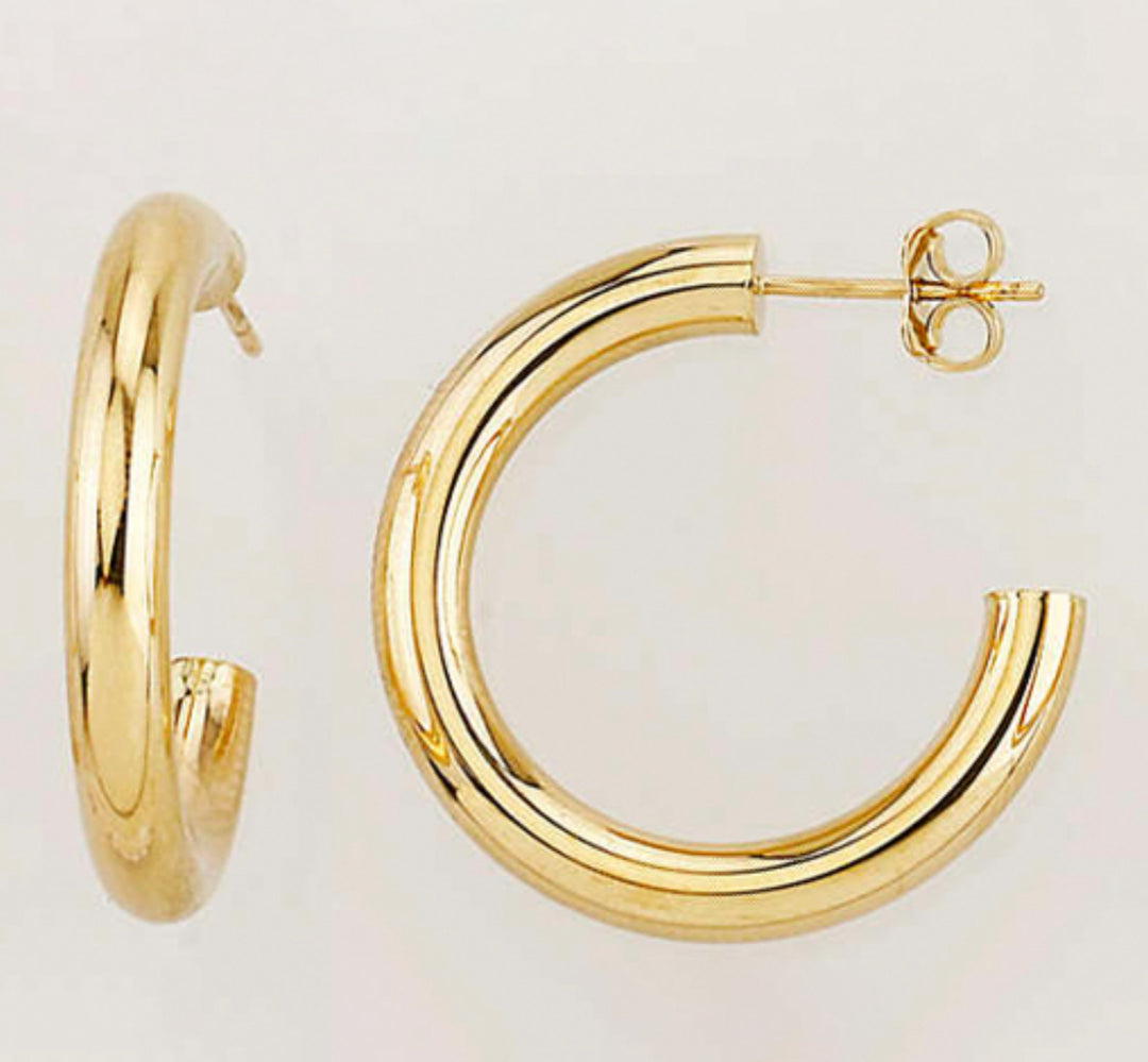 Open Hoop Earrings 14K Yellow Gold