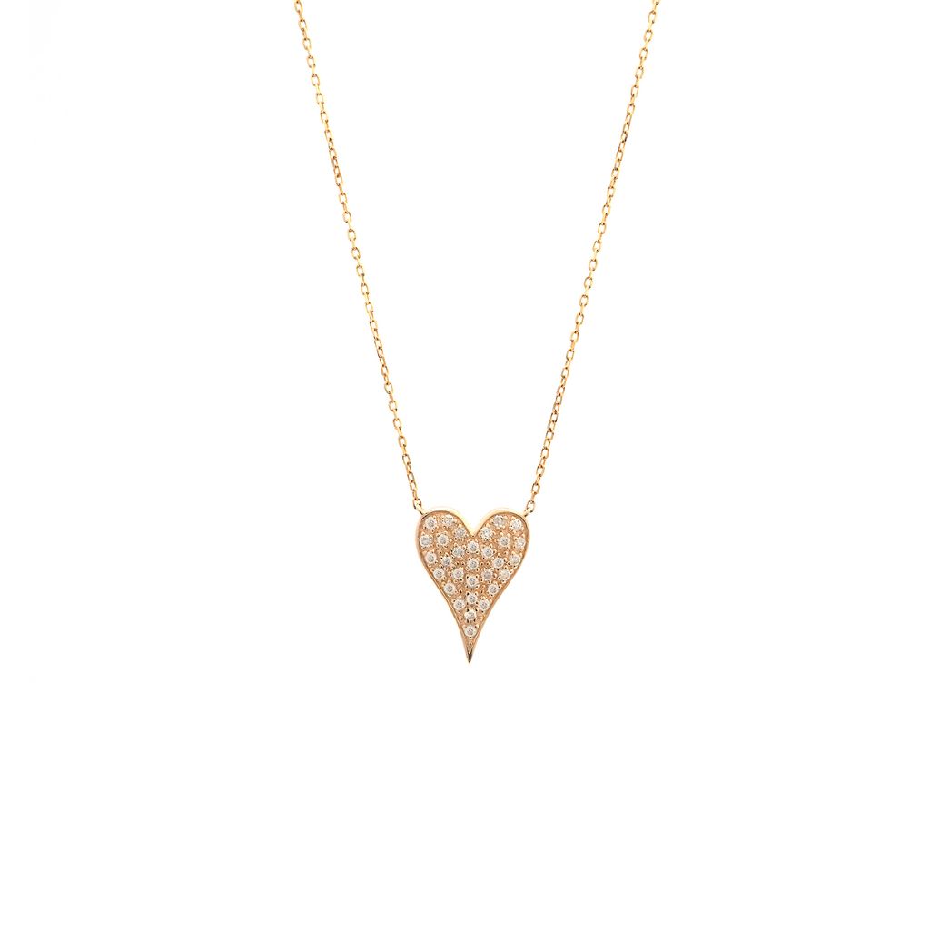 Diamond Micro Pave Heart Necklace 0.15ct