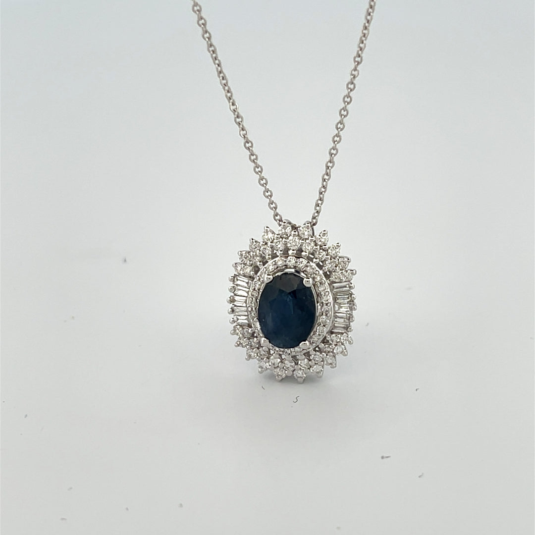 14K yellow gold 0.53 ct Sapphire 1.30 ct  Necklace