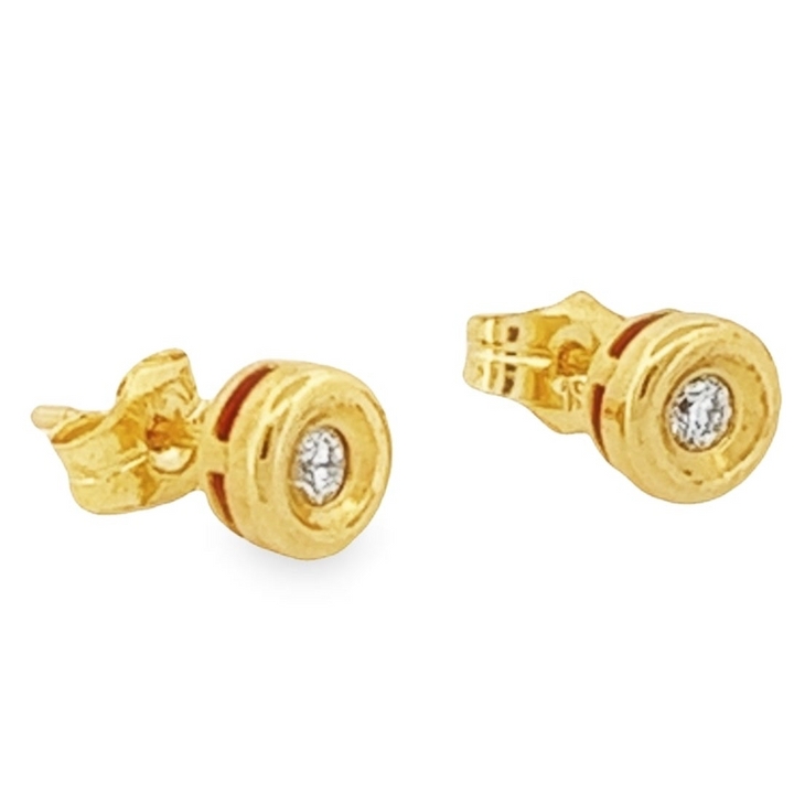 18k Bezel + Diamond Earrings