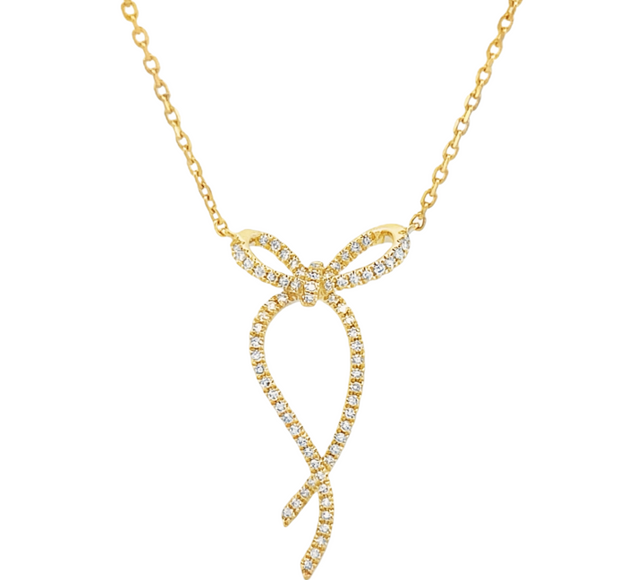 14K Gold 0.25 ct Diamond Lazos Bow Necklace