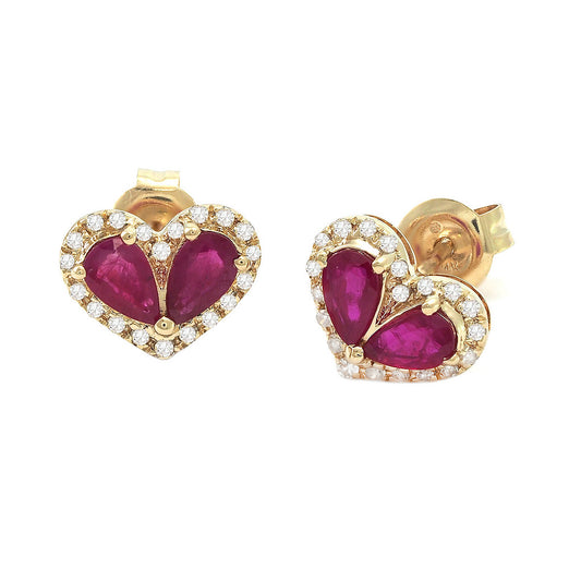 Diamond + Ruby Heart Shape Earrings