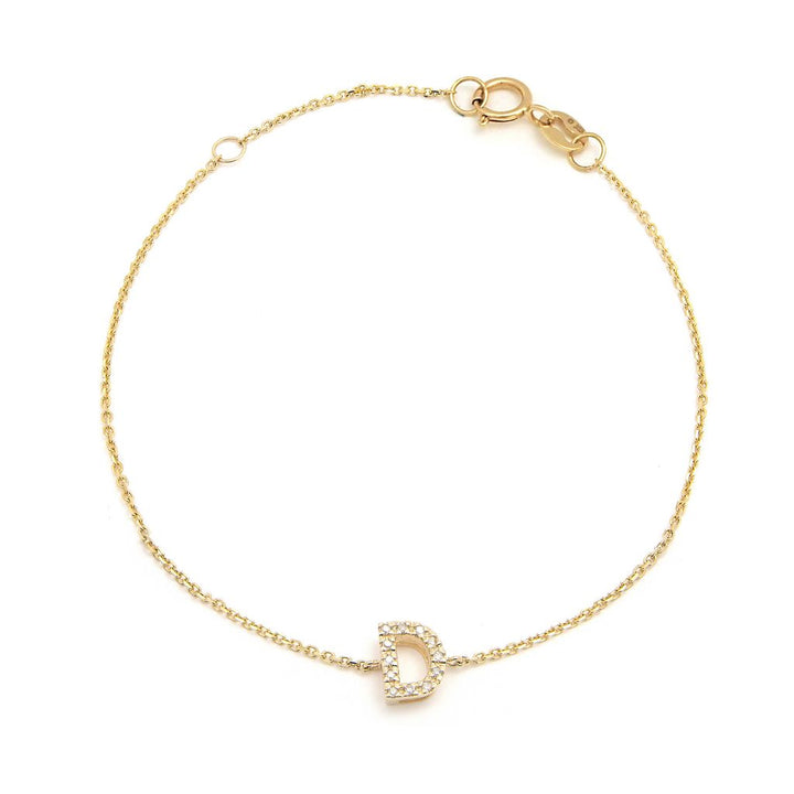 14K Initial Single Prong Diamond Bracelet