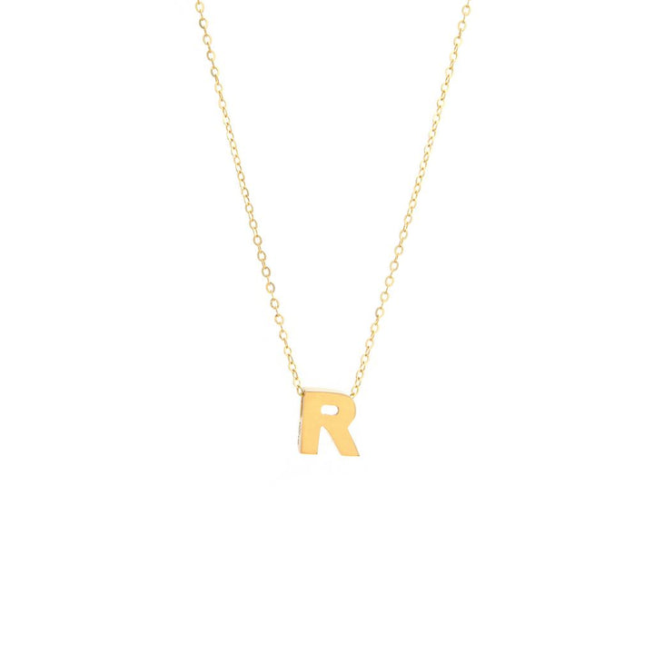 8MM Simple Initial Letter Necklace Cadena con Inicial