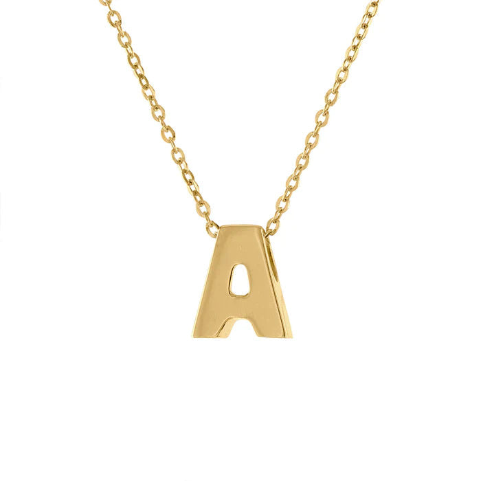 8MM Simple Initial Letter Necklace Cadena con Inicial