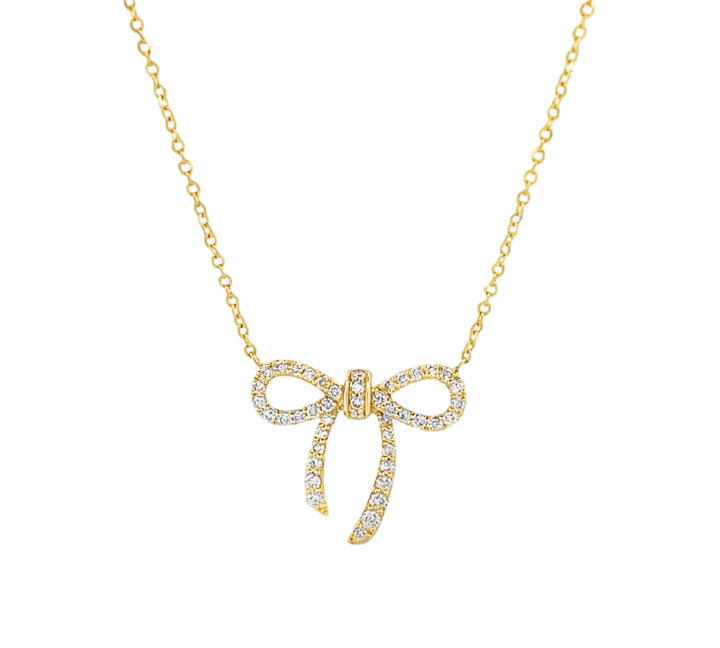 14K Gold 0.25 ct Diamond Lazos Bow Necklace