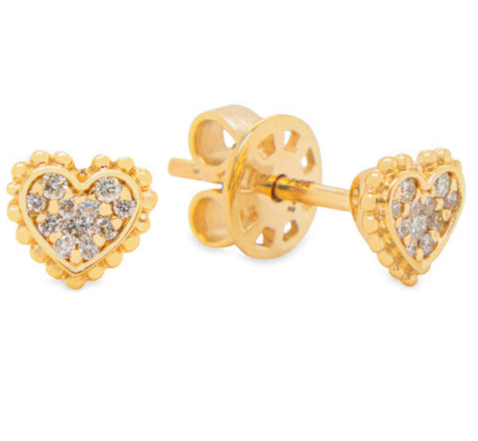 0.12 Ct Diamonds pave heart Earrings