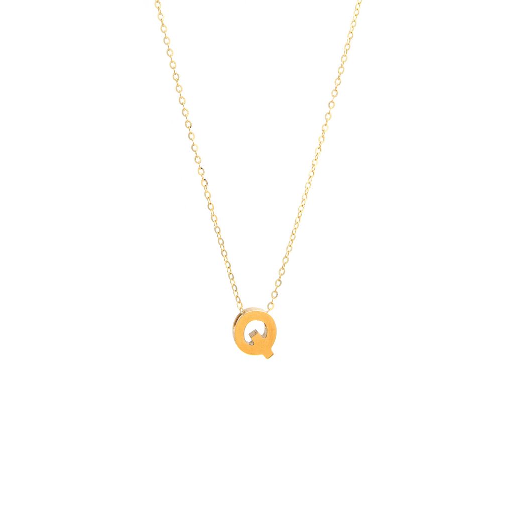 8MM Simple Initial Letter Necklace Cadena con Inicial