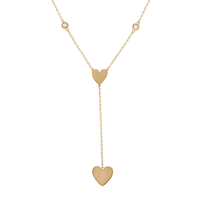 14K Yellow Gold Heart Round Bezel Diamond Necklace