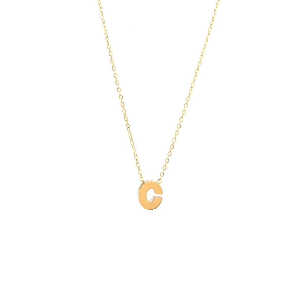 8MM Simple Initial Letter Necklace Cadena con Inicial