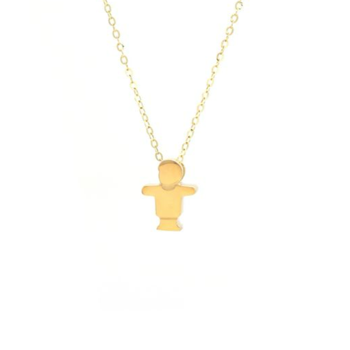 14K Gold Boy Pendant Necklace