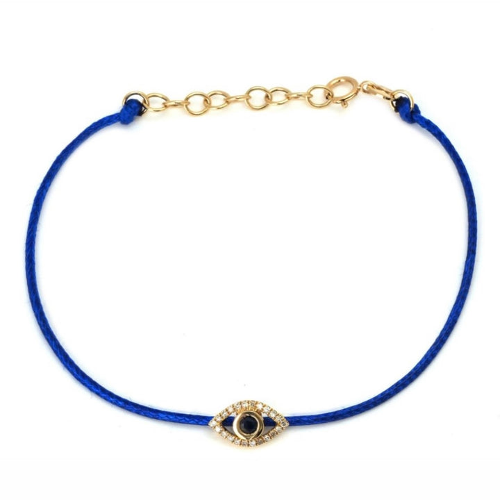 Yellow Gold Evil Eye Round Bezel Diamond cordon Bracelet