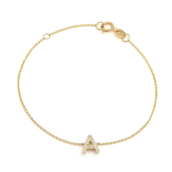 14K Initial Single Prong Diamond Bracelet