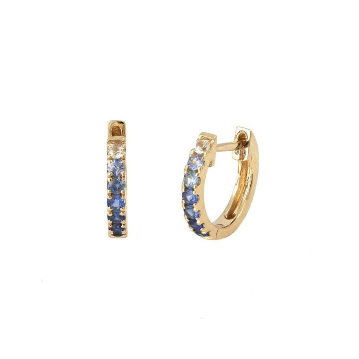 14K Hoop Round Prong Sapphire Earrings