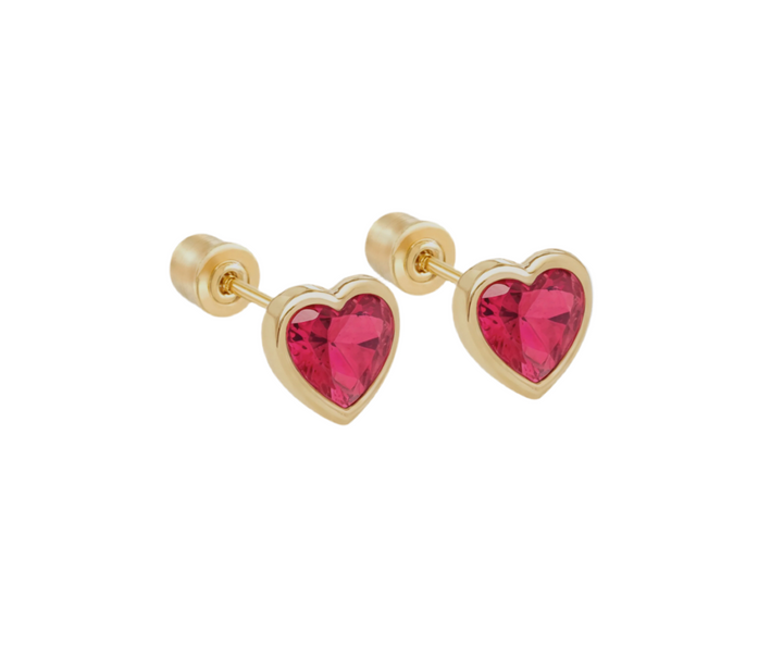 4mm Mini Heart CZ Earrings screw back