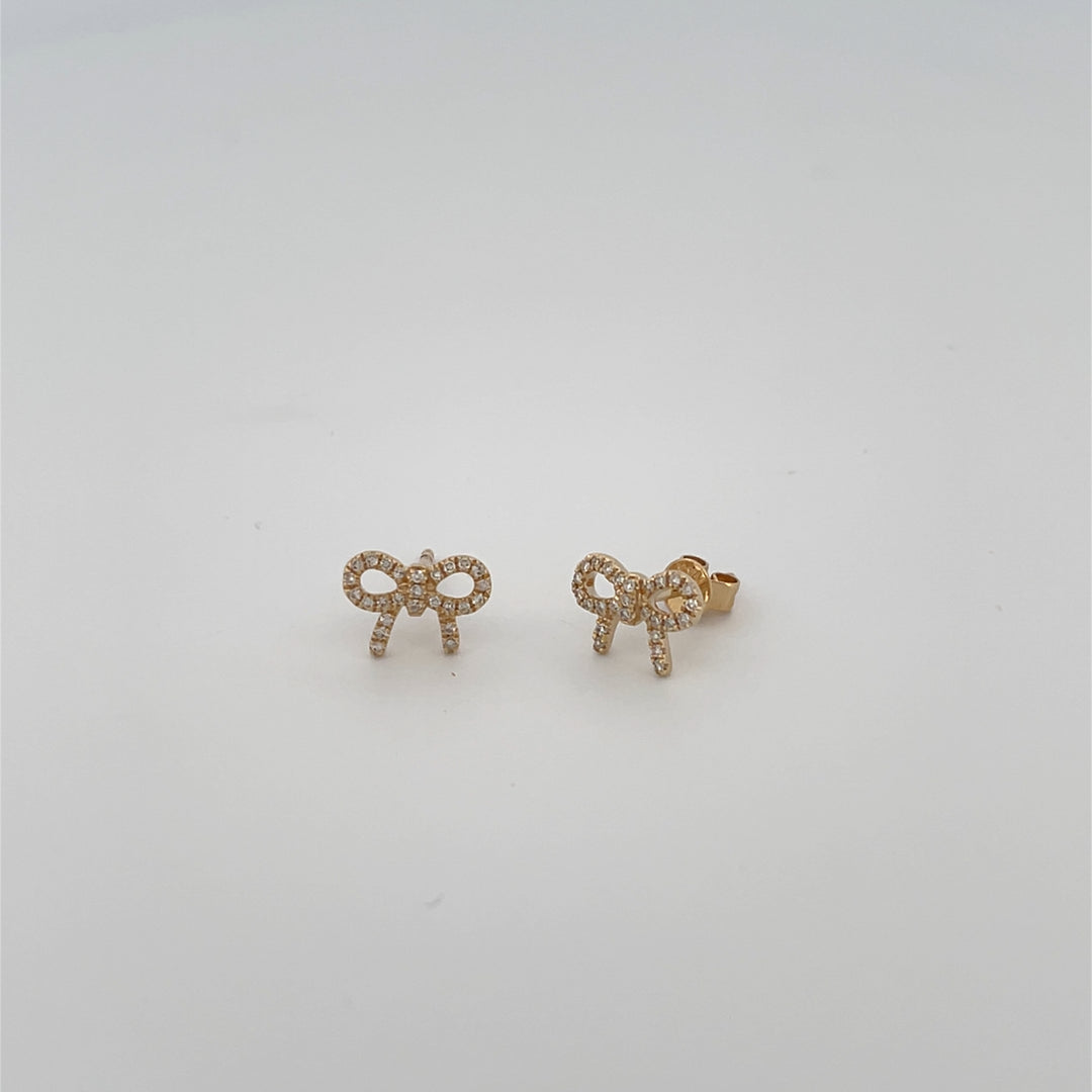 14K 0.15 ct diamond Lazos Bow Earrings push backs