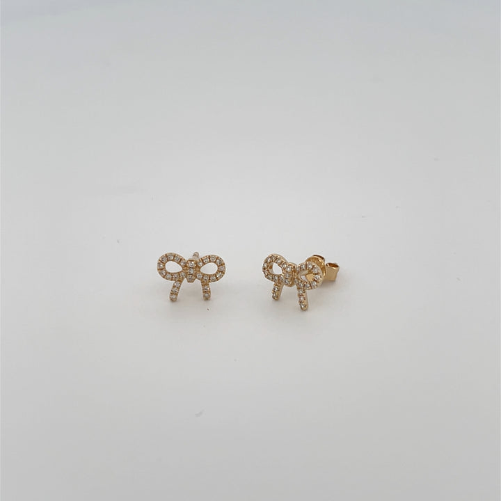 14K 0.15 ct diamond Lazos Bow Earrings push backs