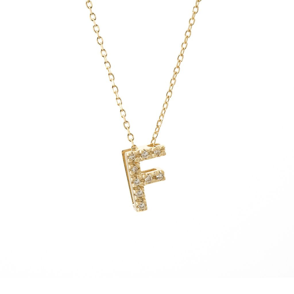 Micro Pave Diamond 0.07ct  7mm Initial Letters Necklace