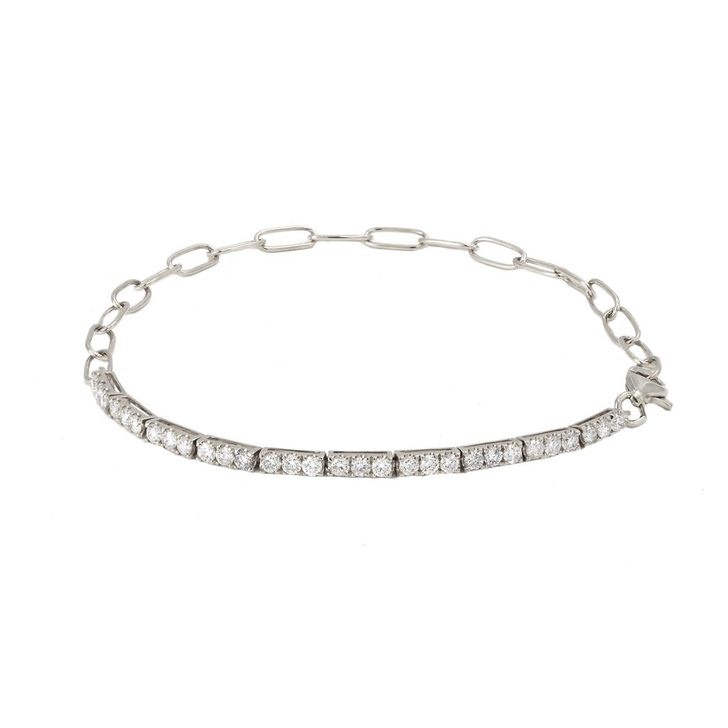 14K Diamond Bracelet With Paper Clip Link