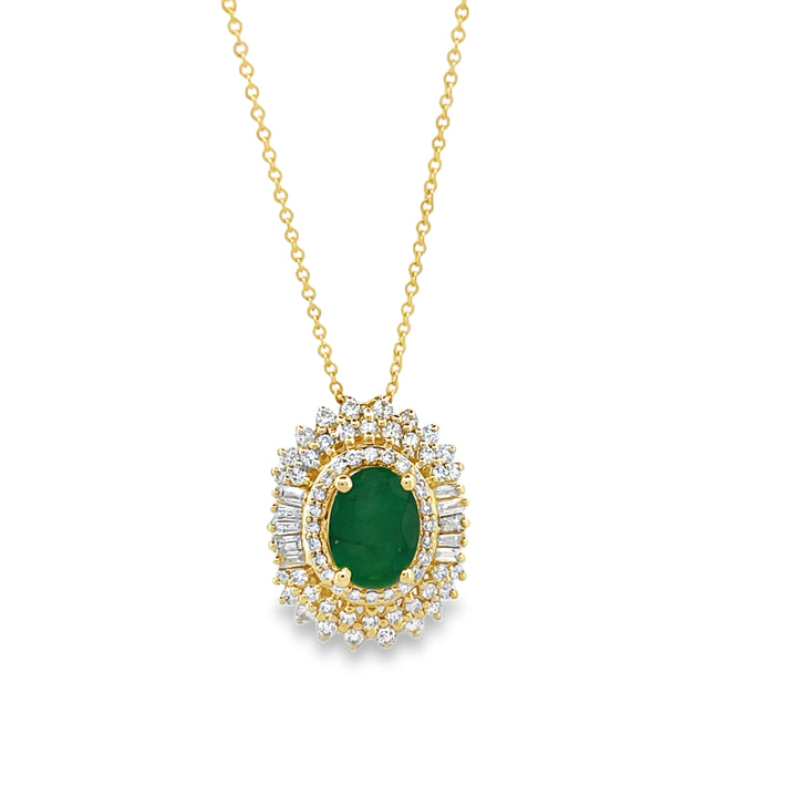 14K yellow gold 0.55 ct Emerald 1.25 ct  Necklace