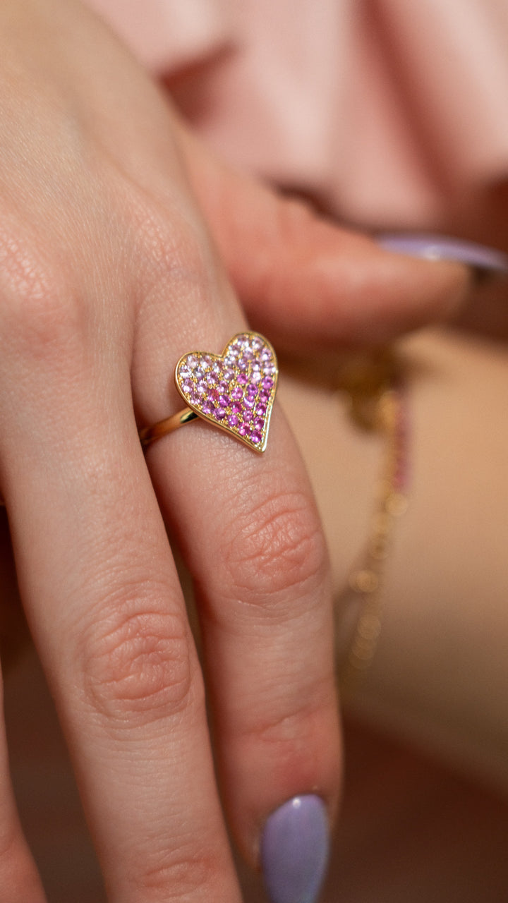 14K Pink Sapphire Heart Shape Ring