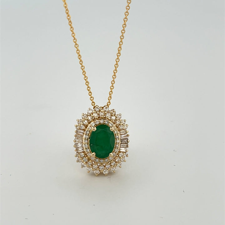 14K yellow gold 0.55 ct Emerald 1.25 ct  Necklace