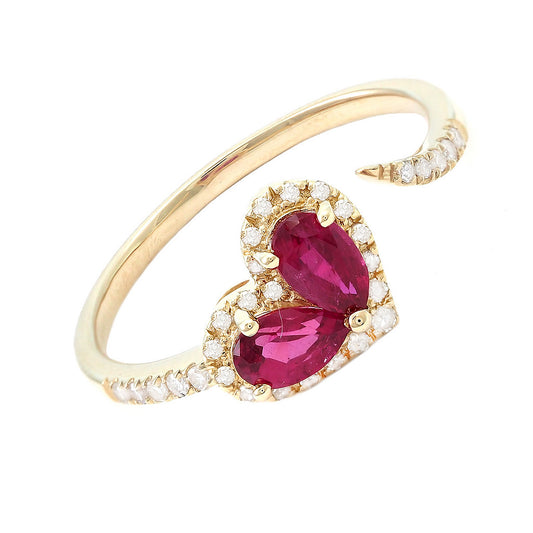 Diamond + Ruby Heart Shape Ring
