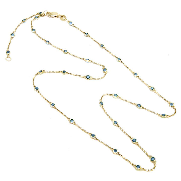 14K By The Yard Round Bezel Sapphire Necklace