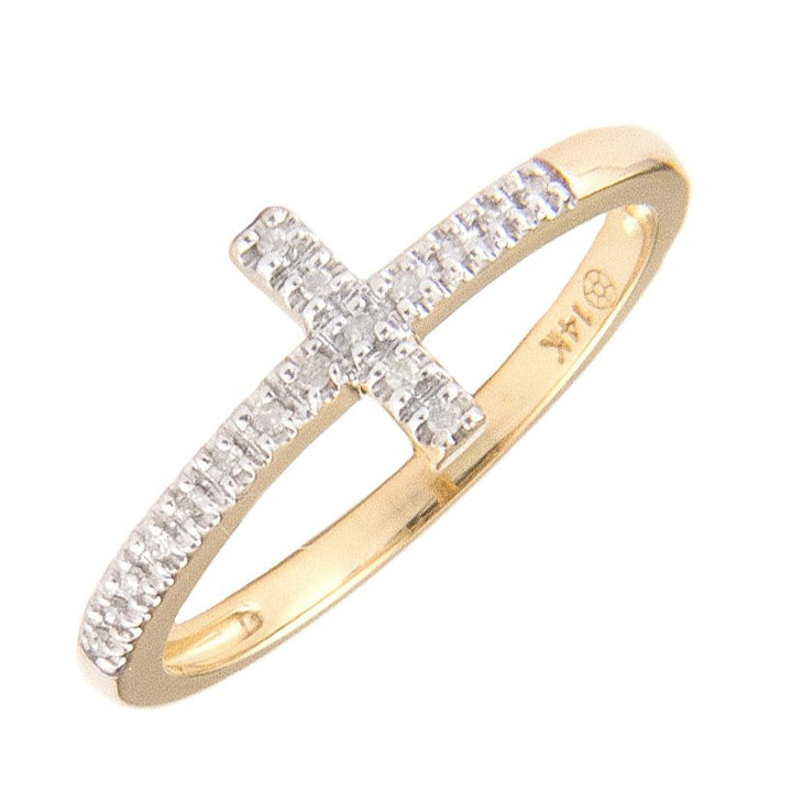 14K Cross Diamond Ring