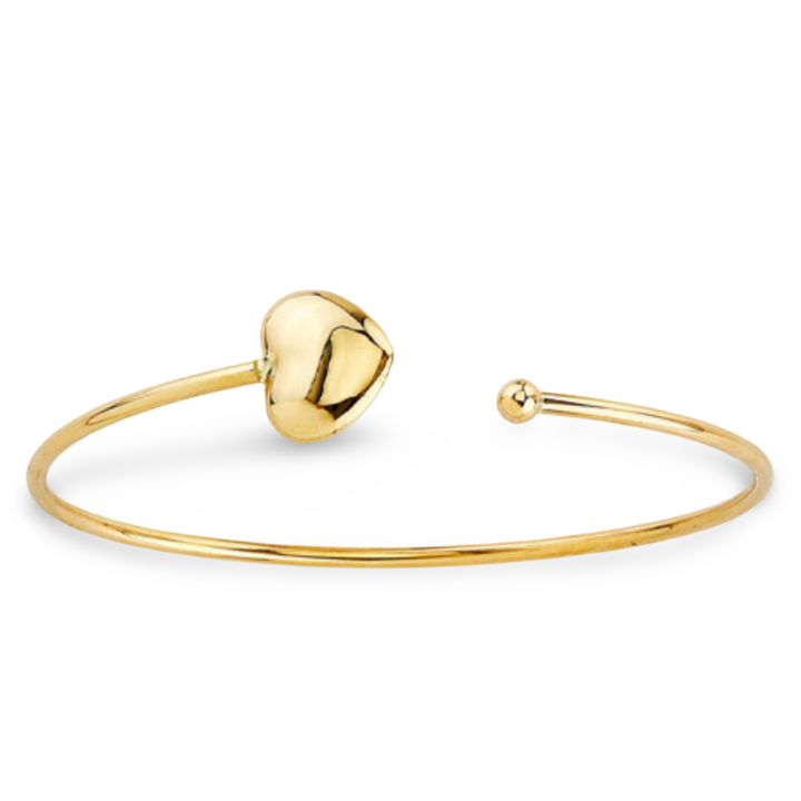 14K Heart and Ball Bangle