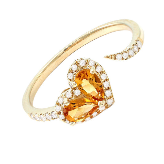 Diamond + Citrine Heart Shape Ring