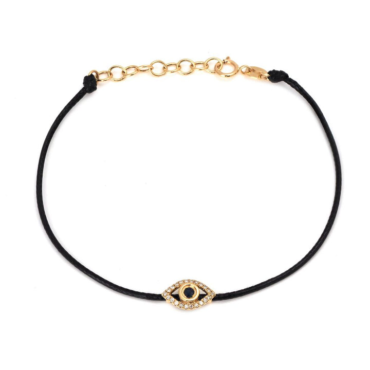 Yellow Gold Evil Eye Round Bezel Diamond cordon Bracelet