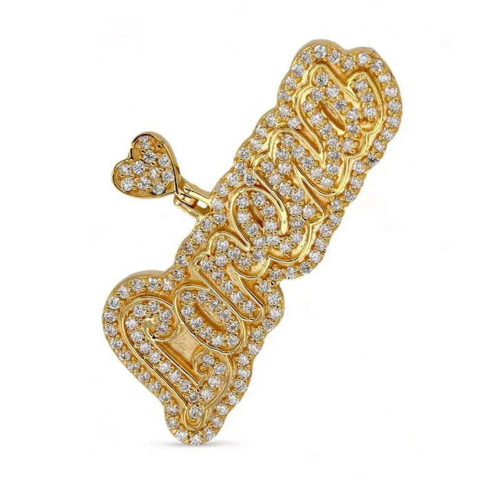 14K Solid Gold And Full Diamonds Custom Name Pendant