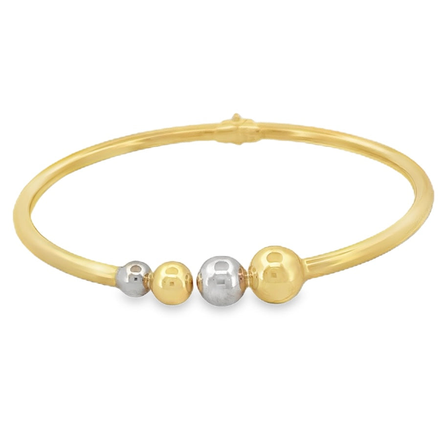 14K Gold Ball Bangle two tones