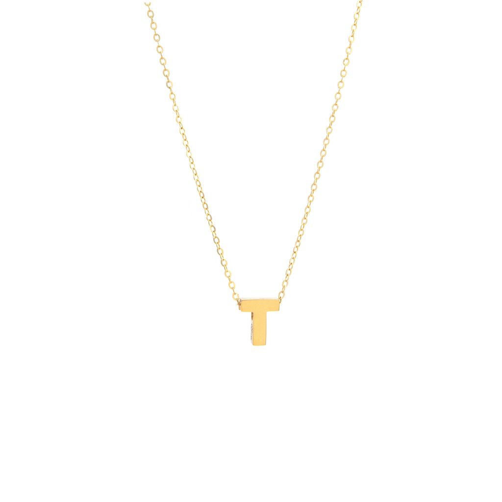 8MM Simple Initial Letter Necklace Cadena con Inicial