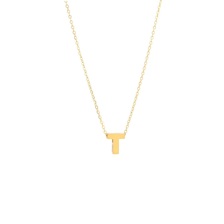 8MM Simple Initial Letter Necklace Cadena con Inicial