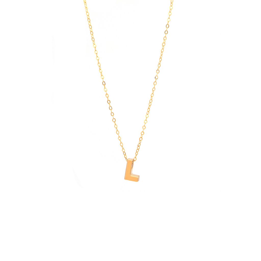 8MM Simple Initial Letter Necklace Cadena con Inicial