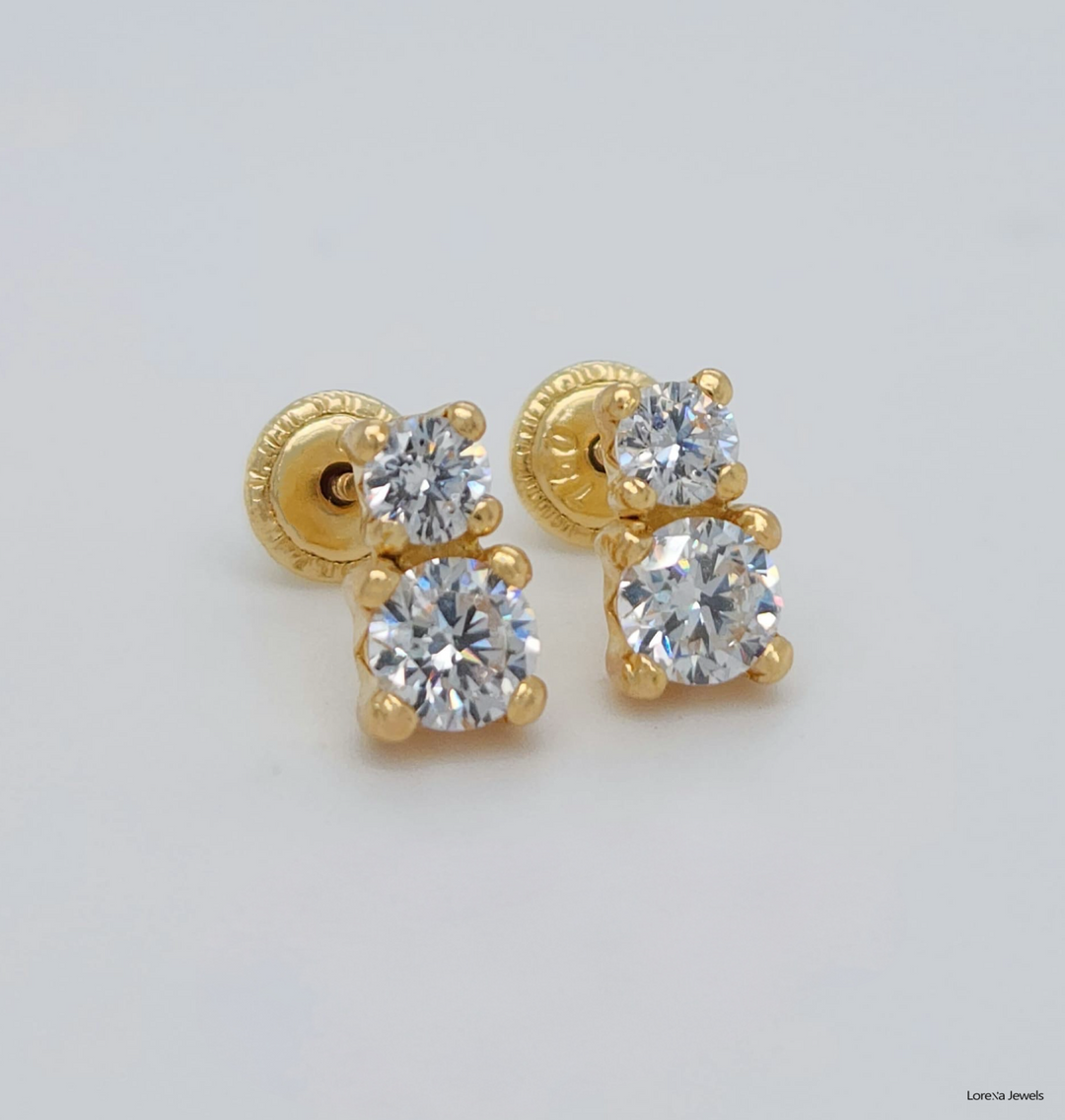 18K Doble Stone Earrings