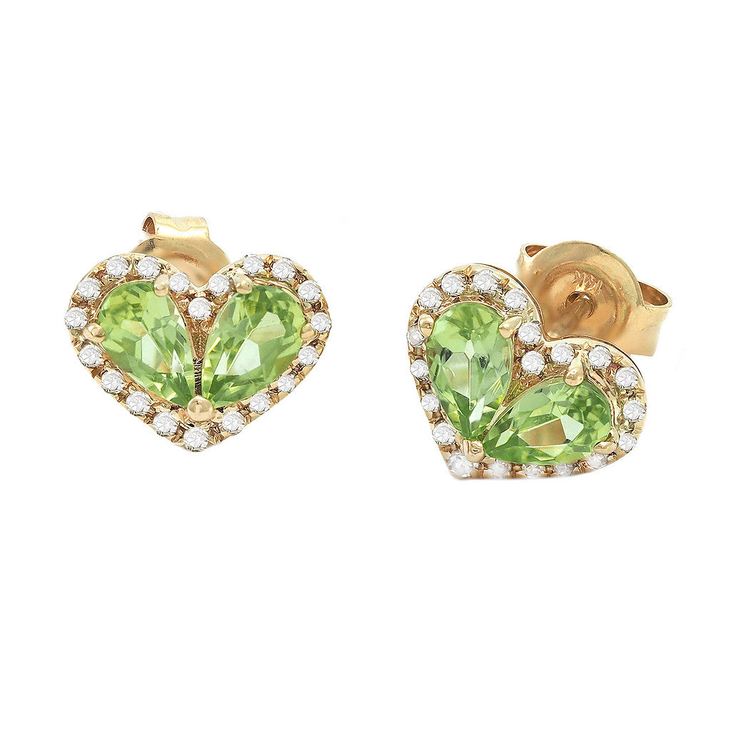 Diamond + Peridot Heart Shape Earrings